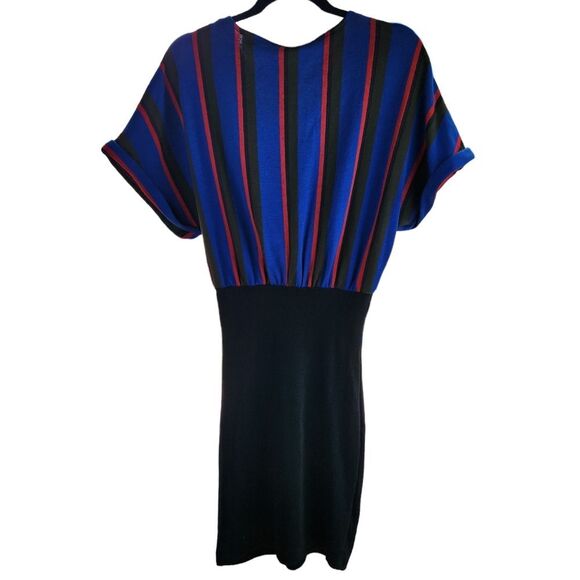 Zara Contrast Color‎ Dress Faux Wrap Striped Fitted Bottom Medium - Picture 4 of 8